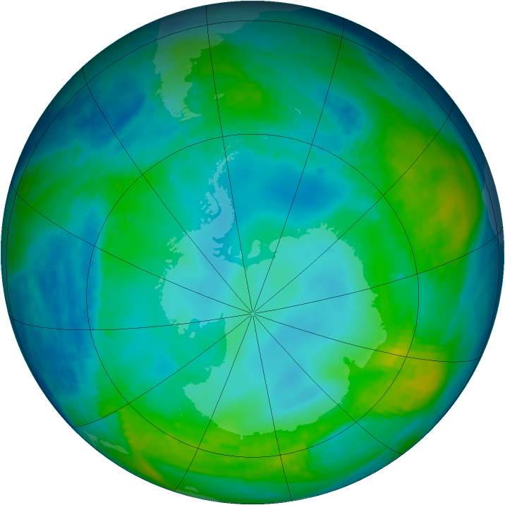 Antarctic ozone map for 20 May 1990